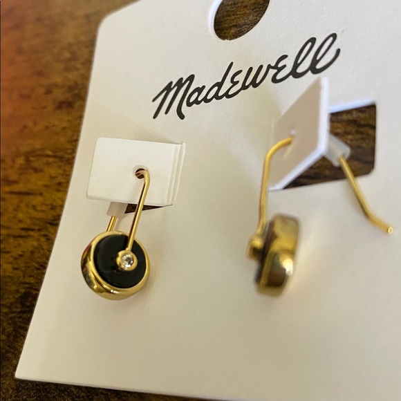 NWT MADEWELL Stone Inlay Coin Earrings onyx multi - Picture 3 of 6